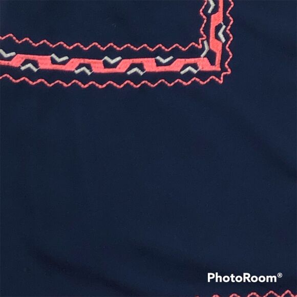 Jesse & J Navy Blue Geometric Dress Medium Sleeveless Knee Length - Picture 4 of 10